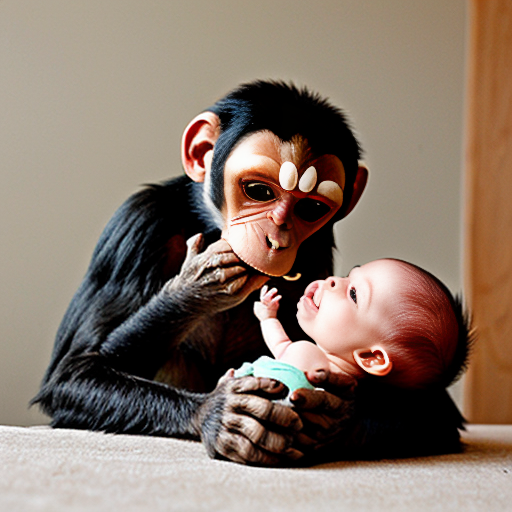 monkey eating a baby 
