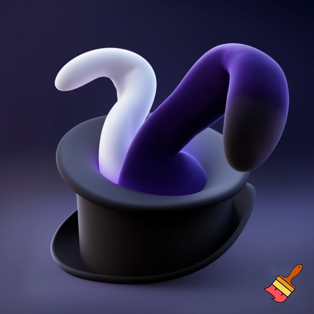 Black top hat with bunny ears velvet white and purple