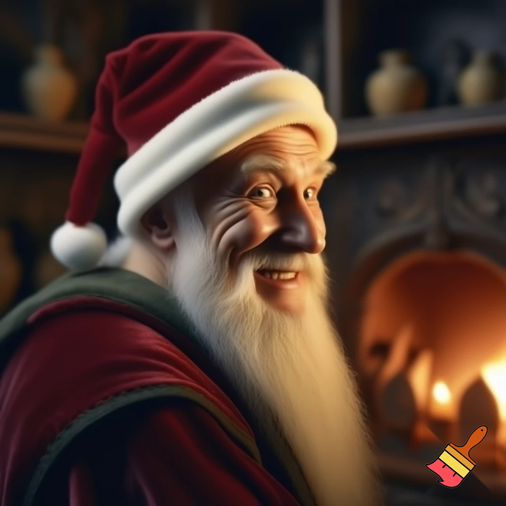 Woo wizard has Christmas hat