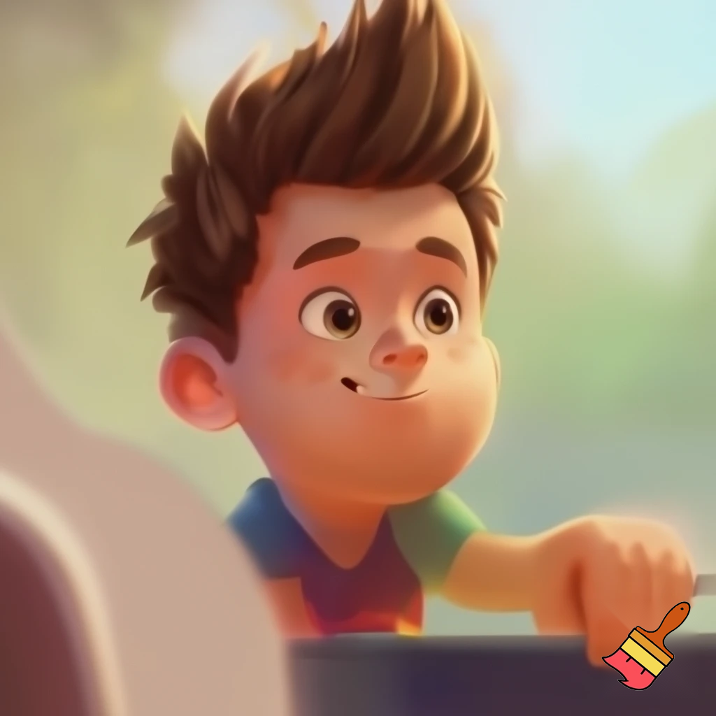 Chubby boy 13 years old with toilet brush haircut 