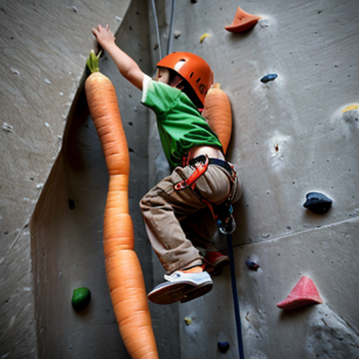 kid climbing giant carrot