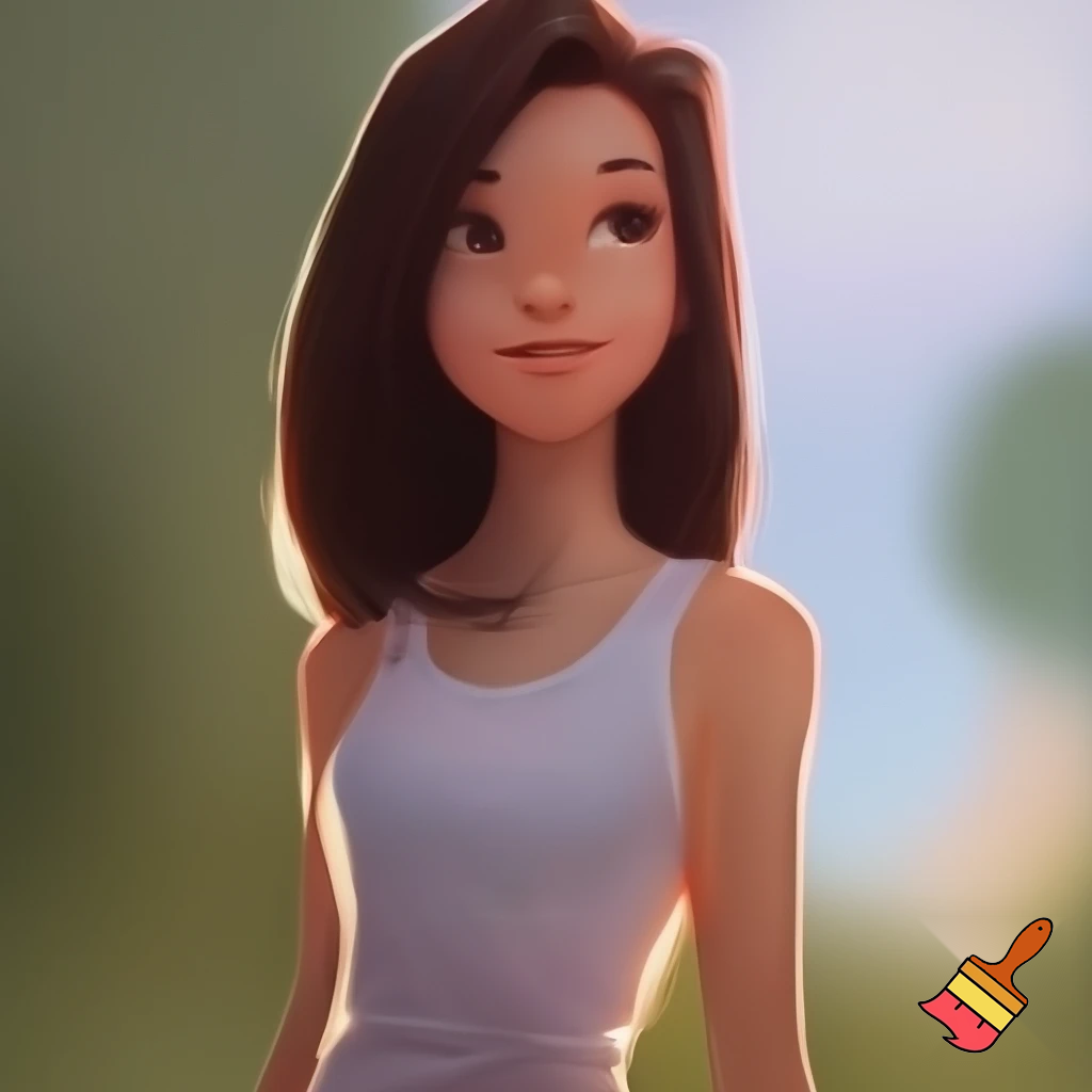 full body view of teenage girl in a tank top