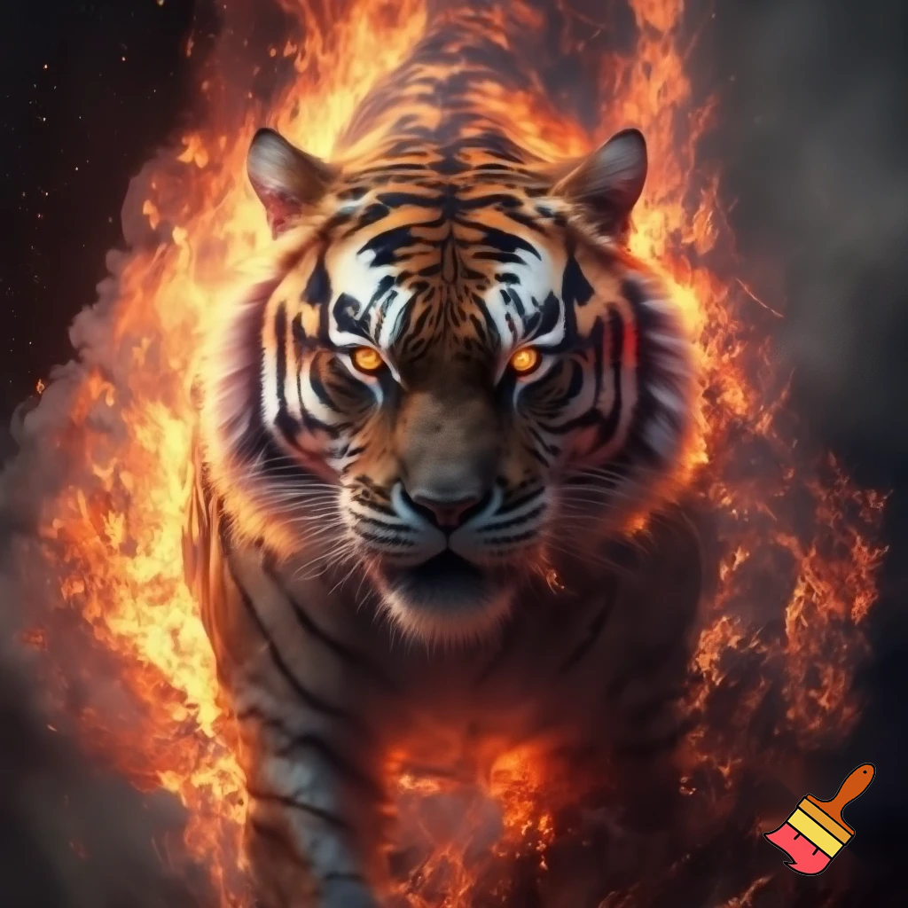 un tigra bulado am foc