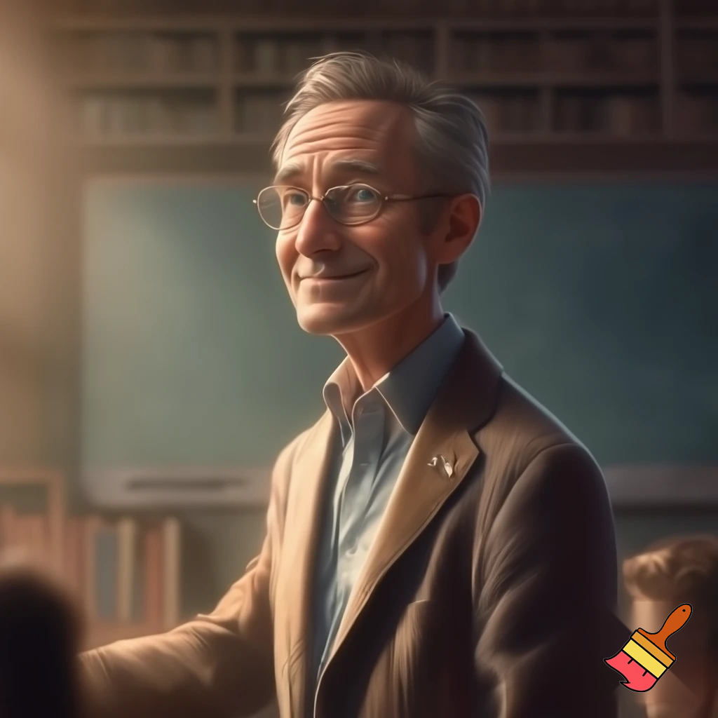 A male teacher, hyper realistic, nice lighting