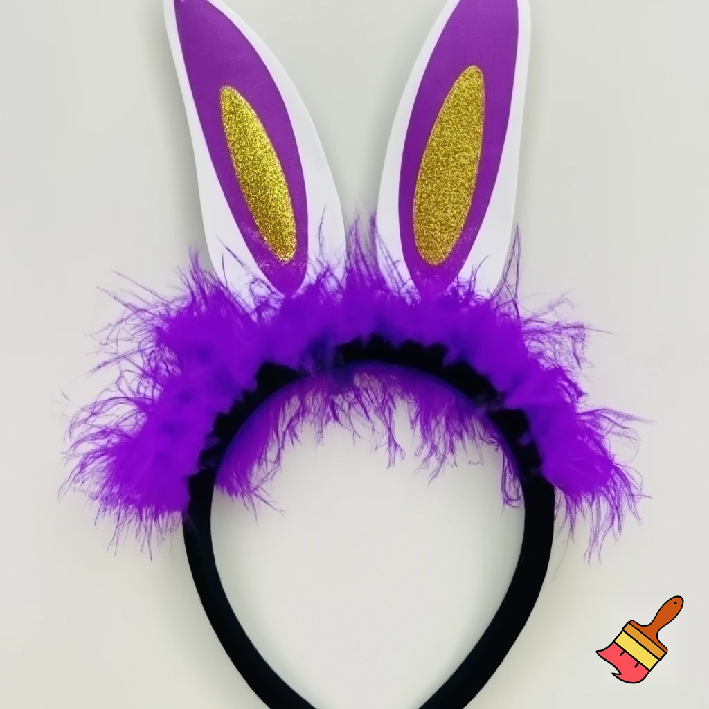 Easter bunny top hat headband, purple, purple and white with gold
