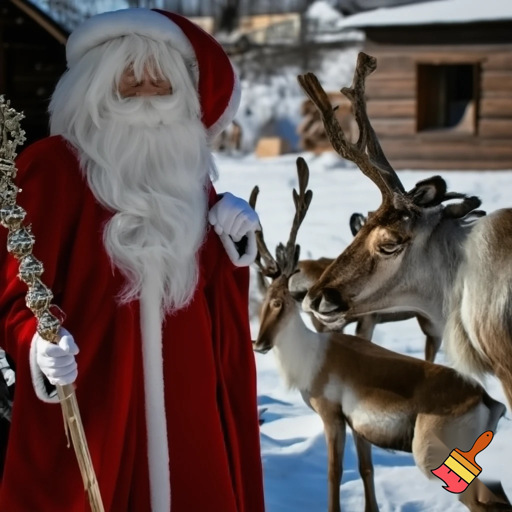 Russian Santa Claus walking stick with with t reindeers magic walking stick a plastic plastic Russian Santa Claus walking stick
