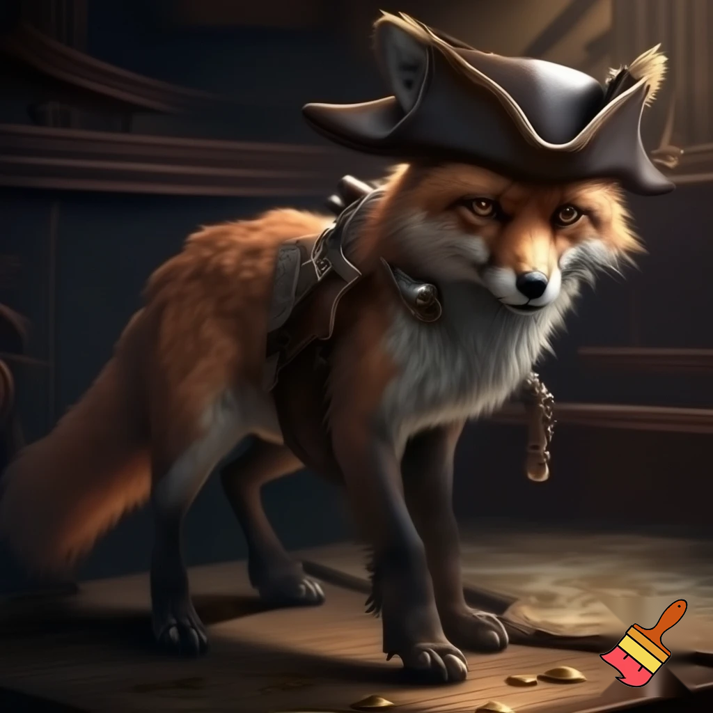 Fantasi realistisk pirat ræv på fire ben