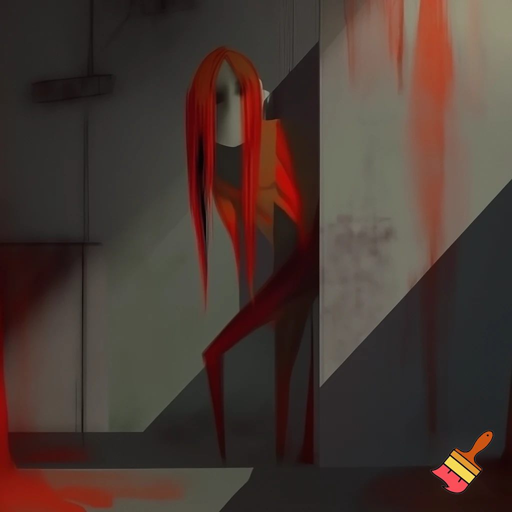 Red head, industrial art, minimalistas, creature horror