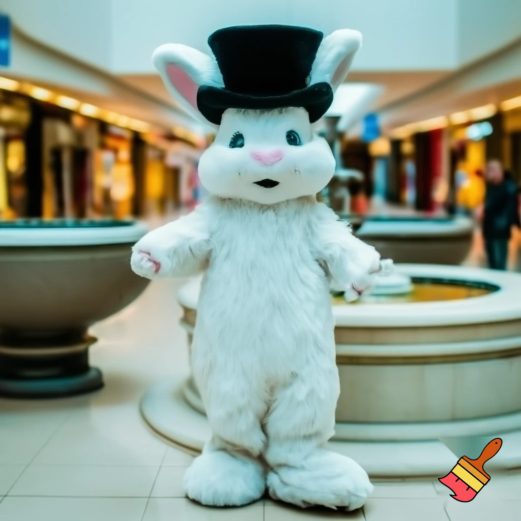  Easter bunny mascot costume top hat special land special in delicate shopping Centre Fountain Gate a colour face