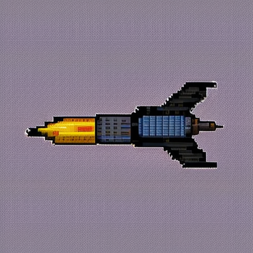 A pixel art space ship called Comet fang with a purple colour and no background and without the name displayed and from the top view