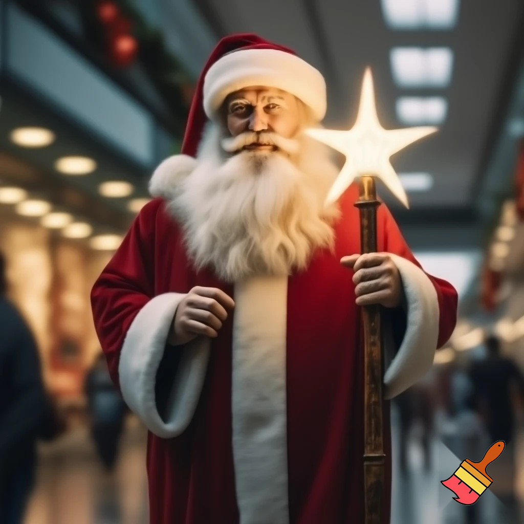 Santa Claus walking at the shopping centre a wizard Santa Claus the real Santa Claus🌟💫🎄🎁🎁🎁🎁🎁🎁🎁🎁🎁🎁🎁🎁 stick with a star walking stick with the star Santa Claus special Santa Claus🌠