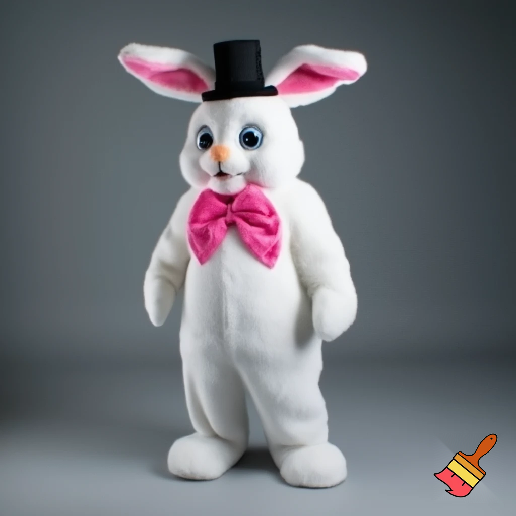  Mascot costume Easter bunny costume top hat pink and white