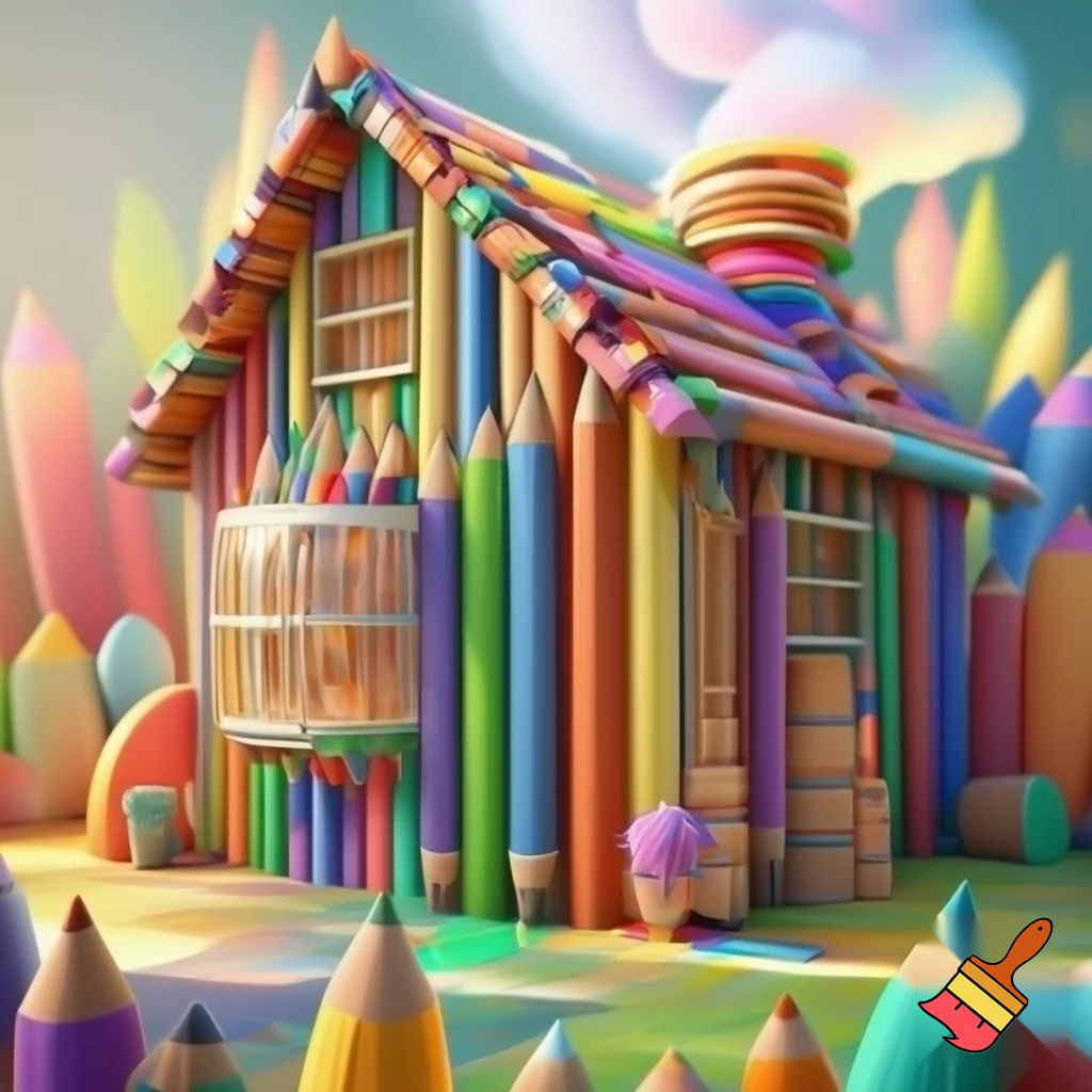 a house made out of color pencils