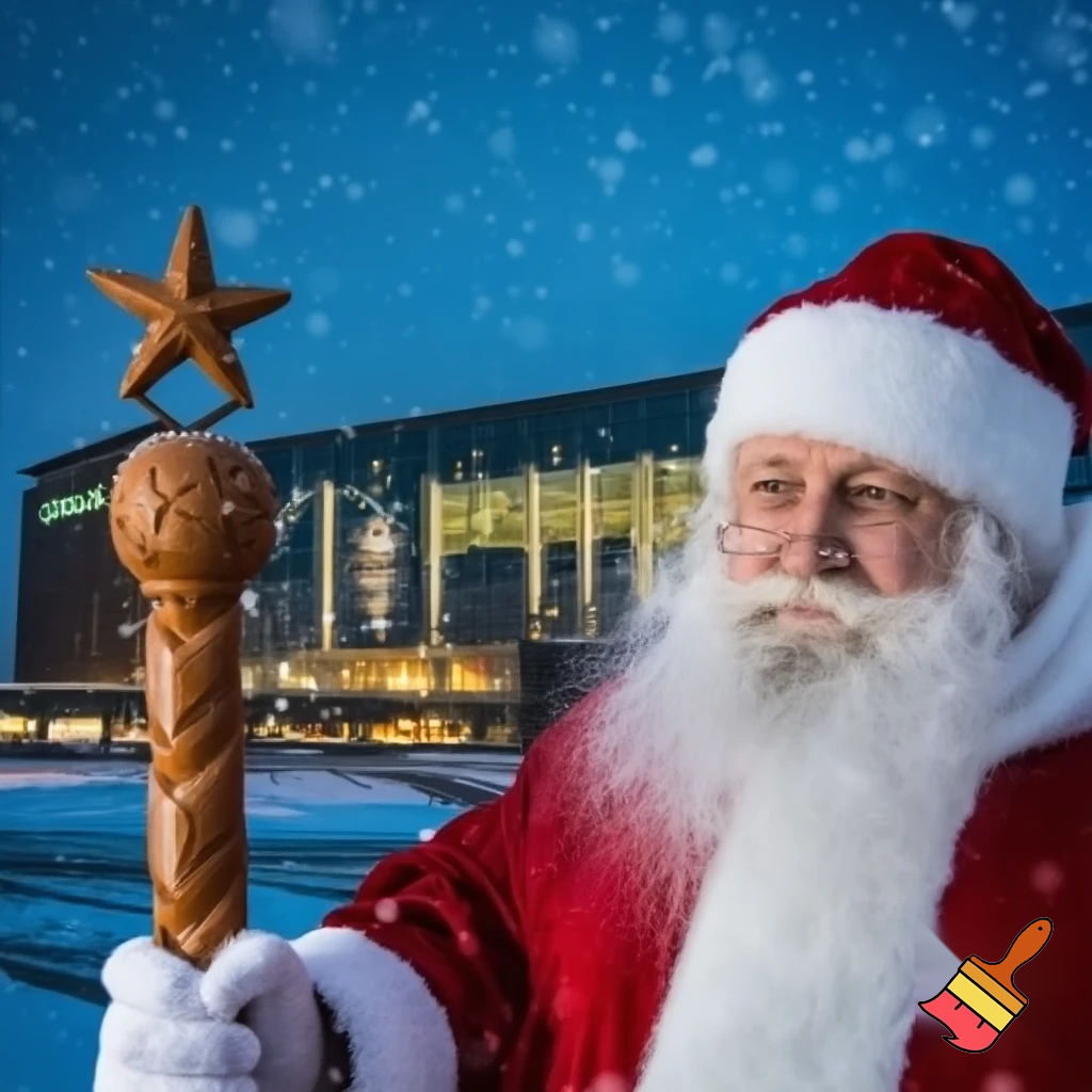  Santa Claus, Russia walking stick with a star shopping centre