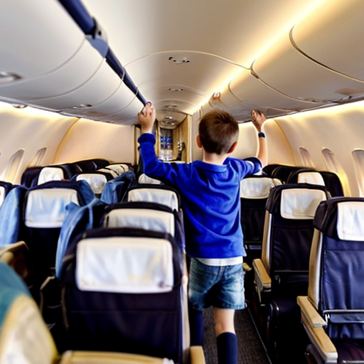 a boy catch an airplain the fly with it 
