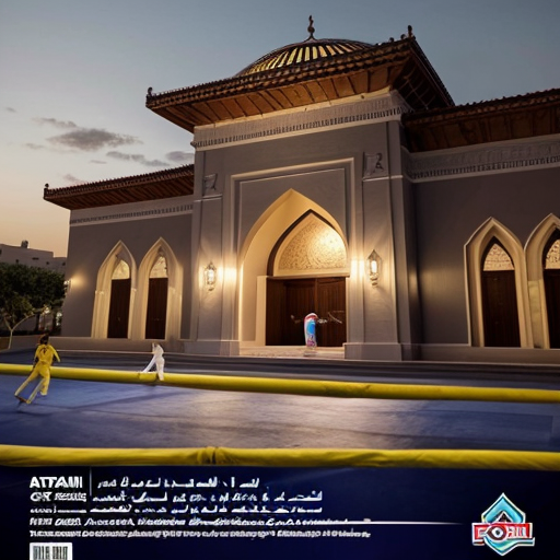 Create a high-end, professional Ramadan promotional poster for a Karate & Kickboxing Academy. The background should feature elegant Ramadan elements such as a glowing crescent moon, golden lanterns, and warm ambient lighting in deep navy and royal purple tones.

In the center, include dynamic action poses of a karate athlete and a kickboxing athlete with dramatic lighting to reflect strength, discipline, and energy.

Main headline at the top in bold, premium typography:
🔥 Special Ramadan Offer 🔥

Main offer text prominently displayed in the center:
Subscribe for 1 Month & Get 1 Month FREE!

Below the offer include:
🎁 Free Trial Class
📞 For Registration & Inquiries: 0564045191

Footer section (clean and well-organized layout):
📍 101, Al Jazeera1 Building | Near Al Qasbaa Canal
Al Majaz 3 | Sharjah | UAE