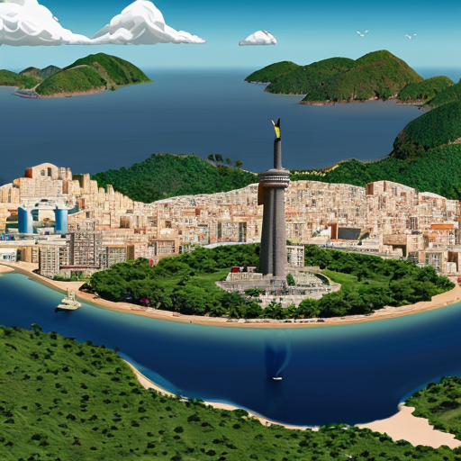 Turkish Island Republic of South America in 2050 with buildings in the Turkish dub.