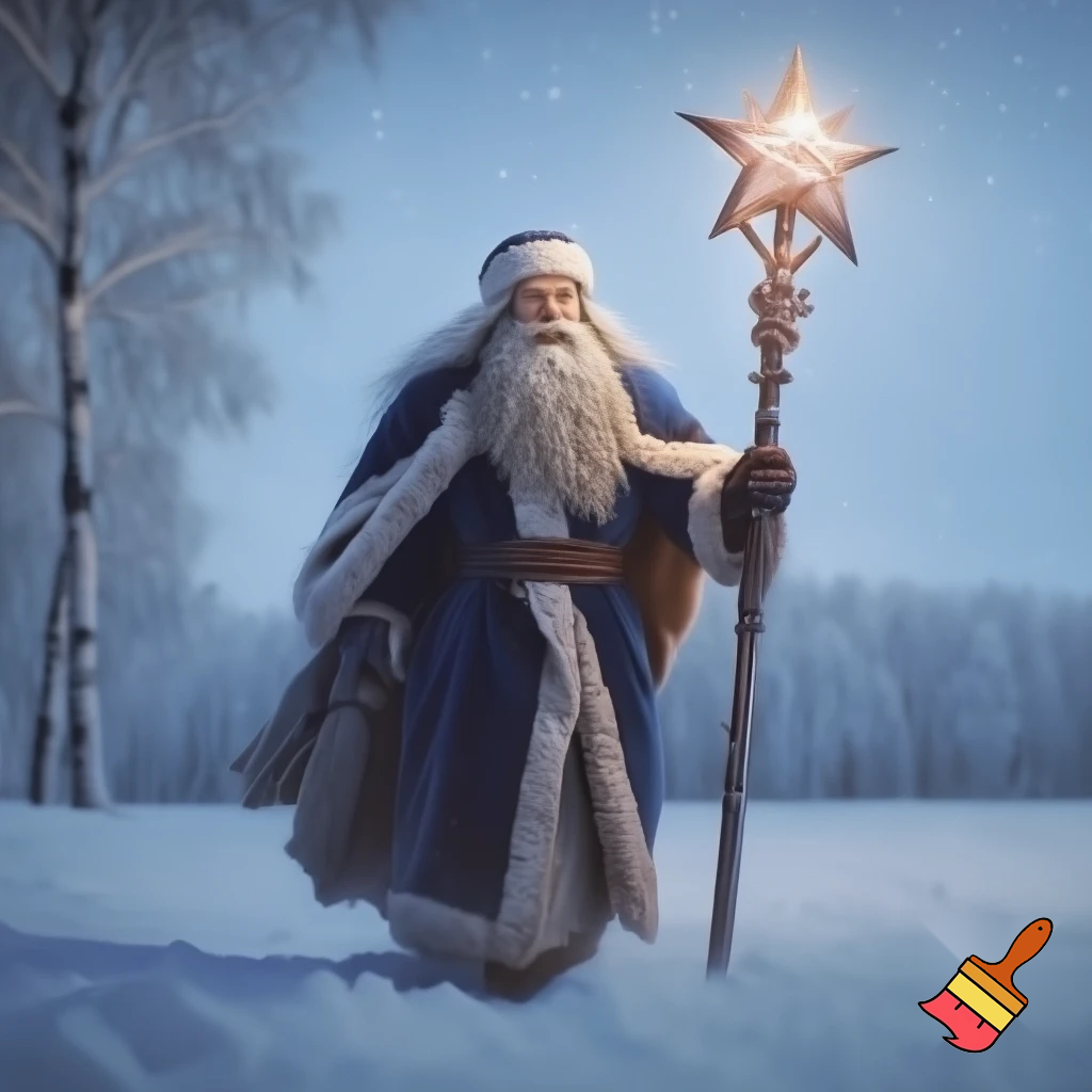 Russia, Santa Claus walking sticks star real Santa Claus people a real real people a real person