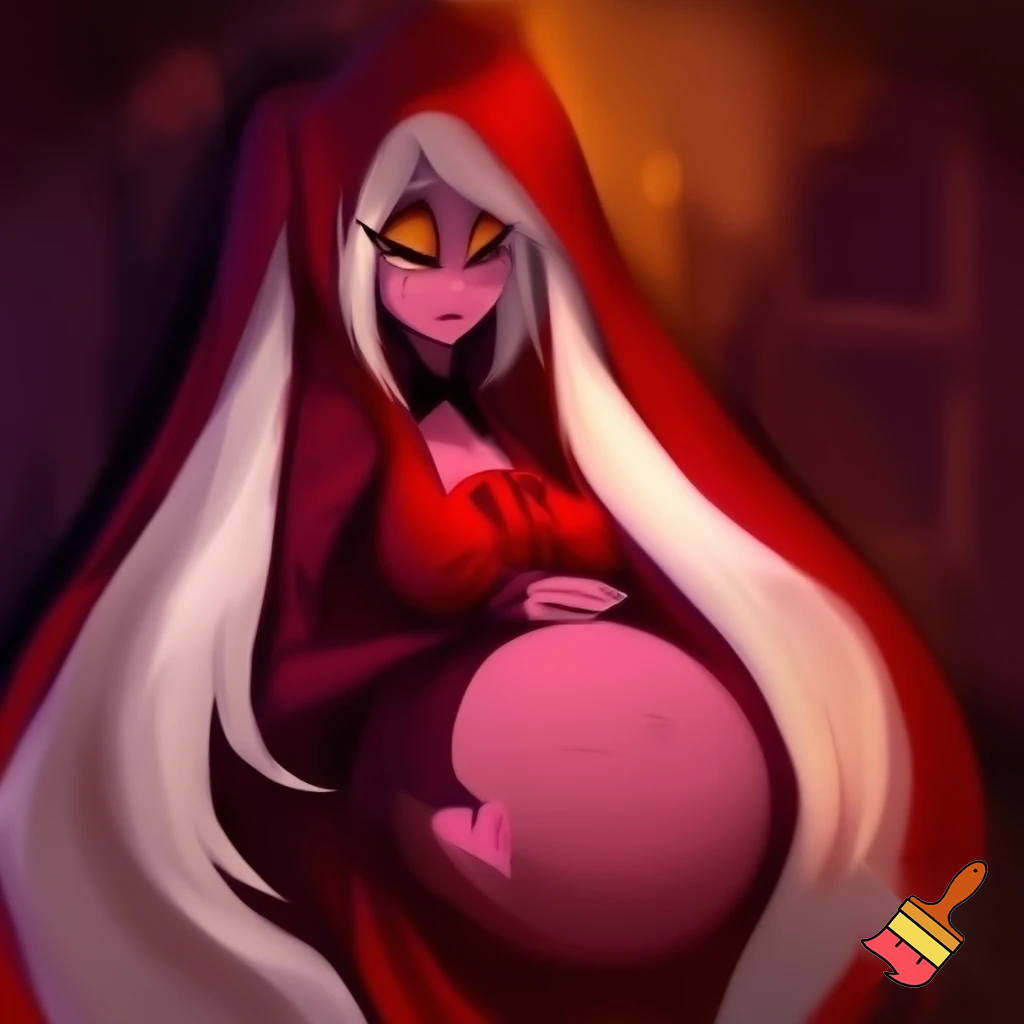 generate a photo of vaggie from Hazbin Hotel heavily pregnant