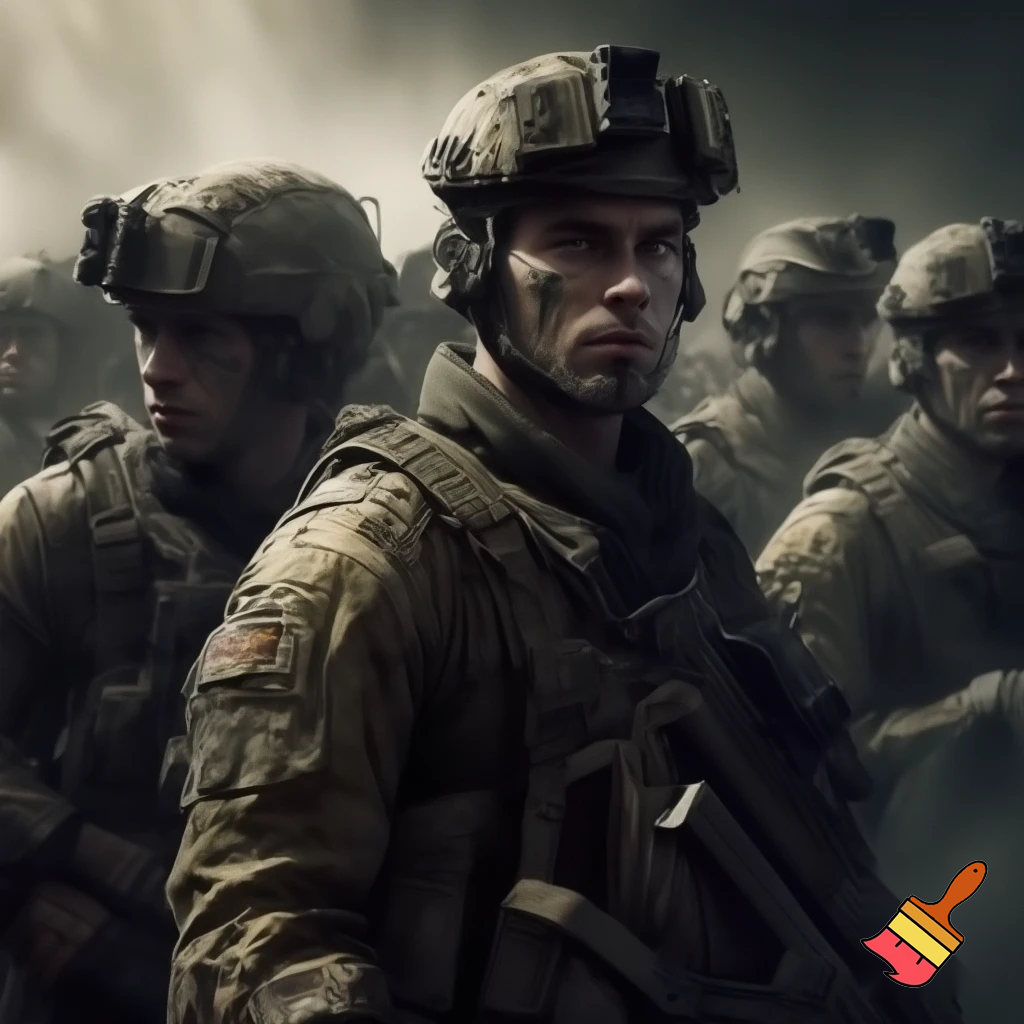 crea immagine fotorealistica gruppo di soldati