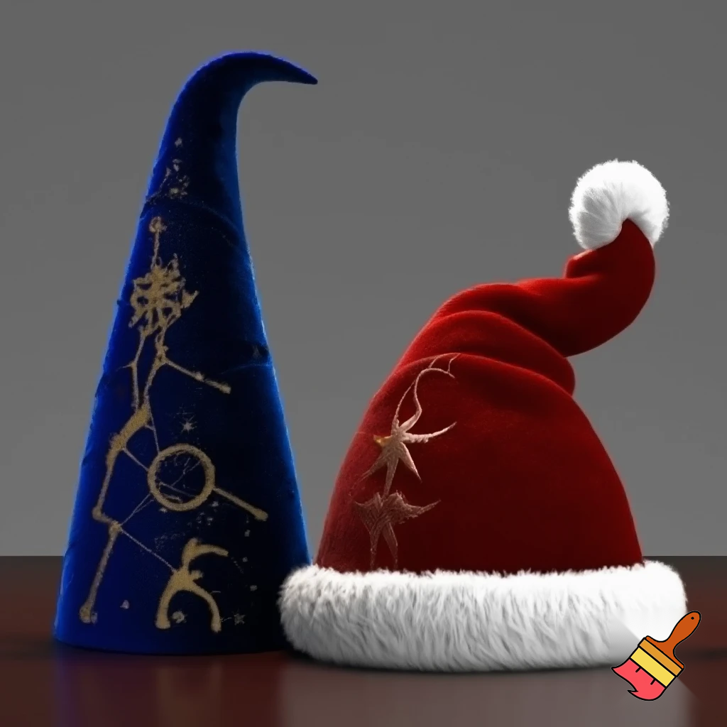 Christmas wizard hat written and velvet Santa Claus hat
