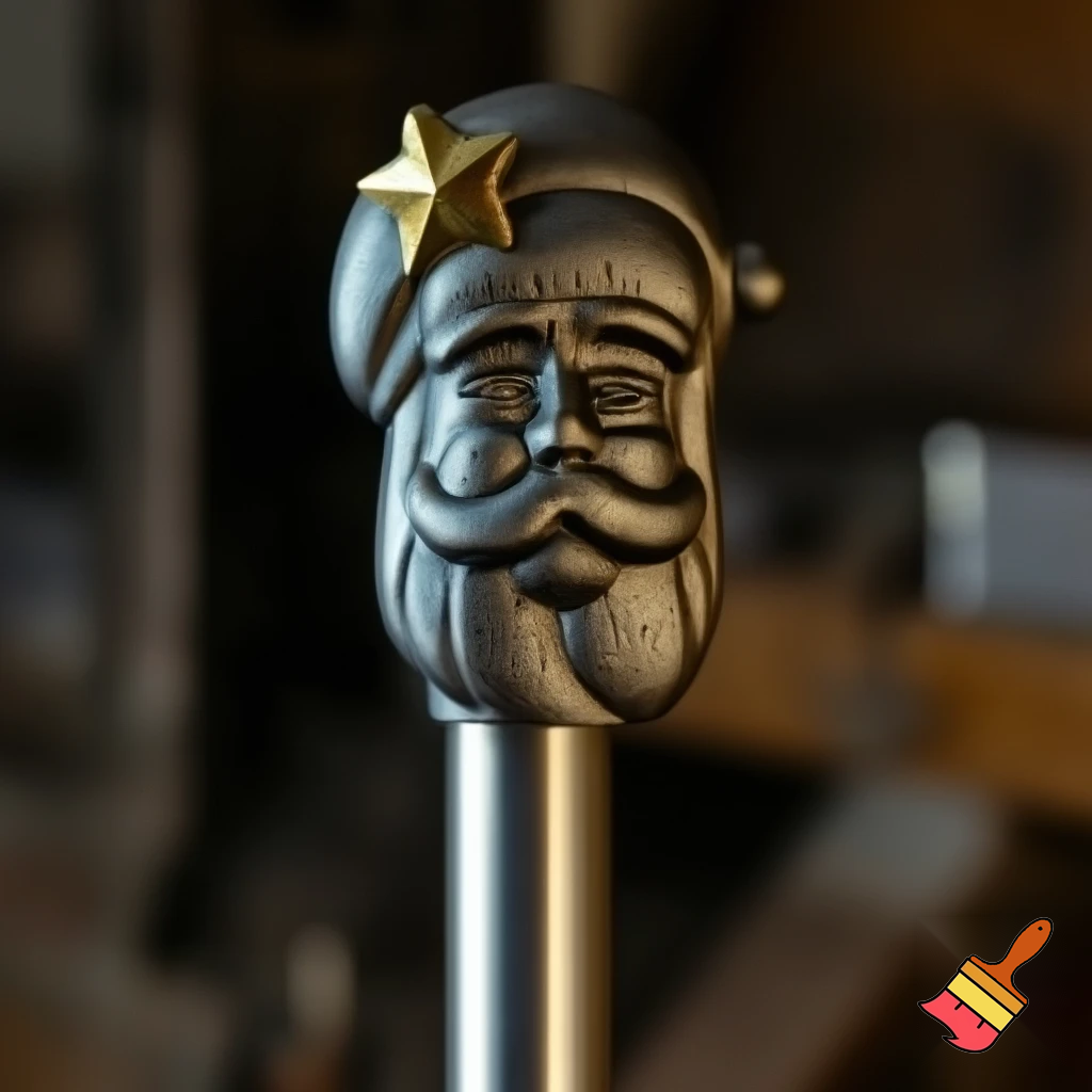 Russian Santa Claus walking stick with a star Santa Claus the real Santa Claus metal