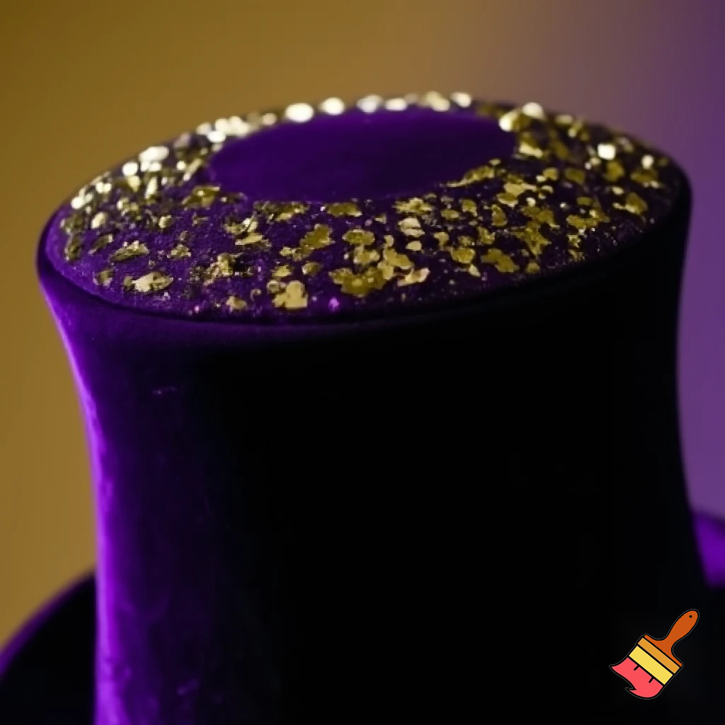 Purple and gold top hat velvet glitter gold purple
