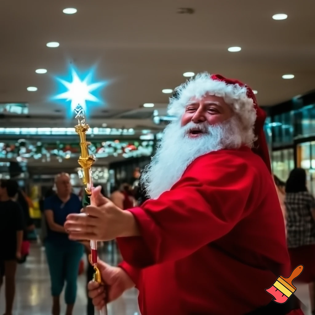 Santa Claus dancing shopping Centre walking Australian magic walking stick walking stick star