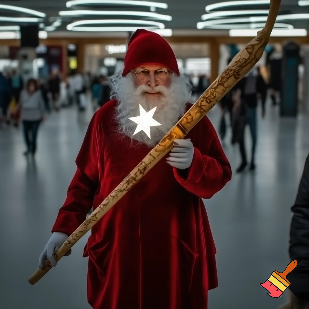 Santa Claus magic walking stick staff Russia shopping Centre Australia shopping immune in a star