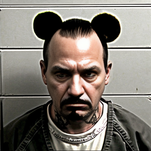  rat, evil, sinister, wearing prison outfit, mugshot style, no human