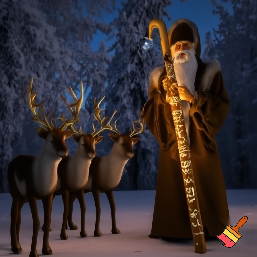 Russian Santa Claus walking stick with with t reindeers magic walking stick a plastic plastic