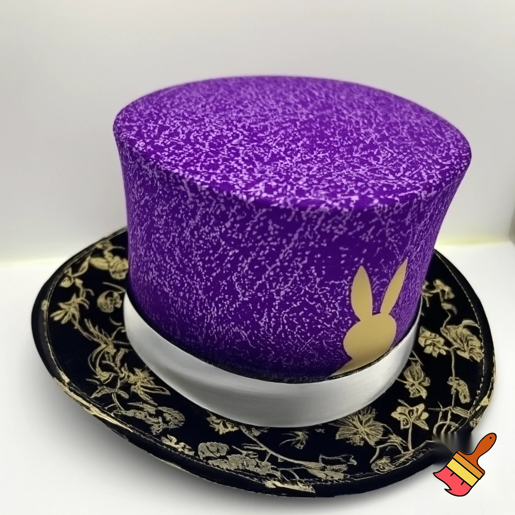 Easter bunny top hat headband, purple and white gold and silver top hat black purple dark purple special hat in delicate purple white, purple and fabric fabric and velvet white gold golden silver patterns Easter top hat