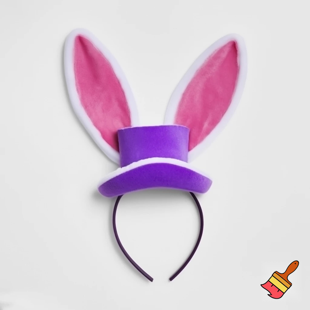 Easter top head headband, purple and white bunny ears top hat
