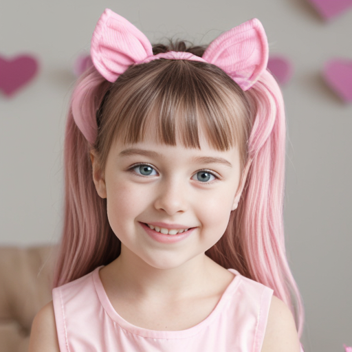 little girl pink hart clips with pony tals