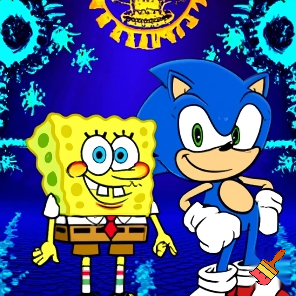 SpongeBob and sonic GPT Image