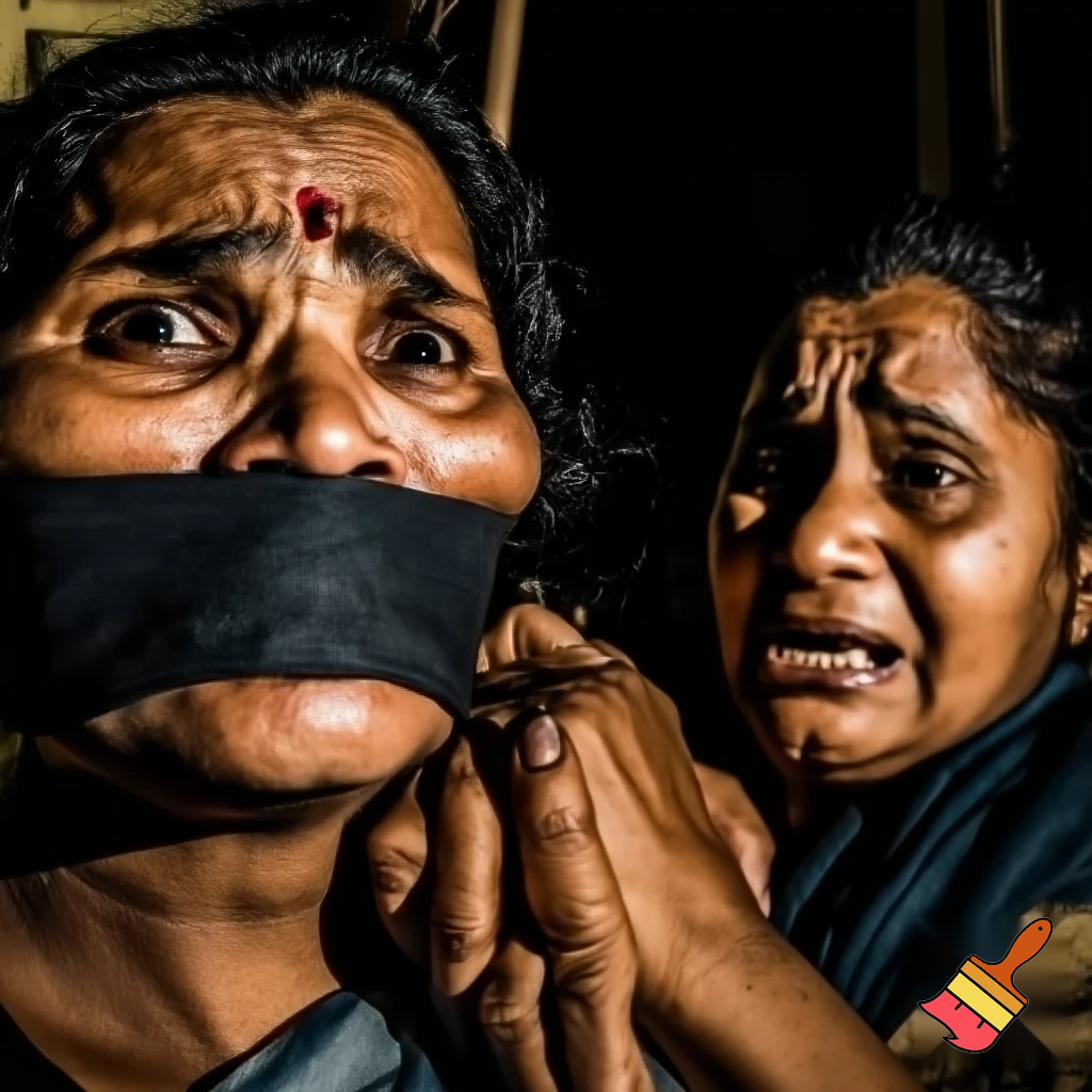 Indian women tap gagged