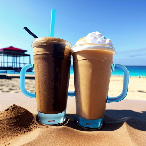 Goretzka drink coffee and Vanessa drink coffee at the beach