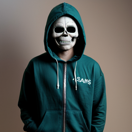 sans with a dark teal zipper hoodie with a green right flashing eye
