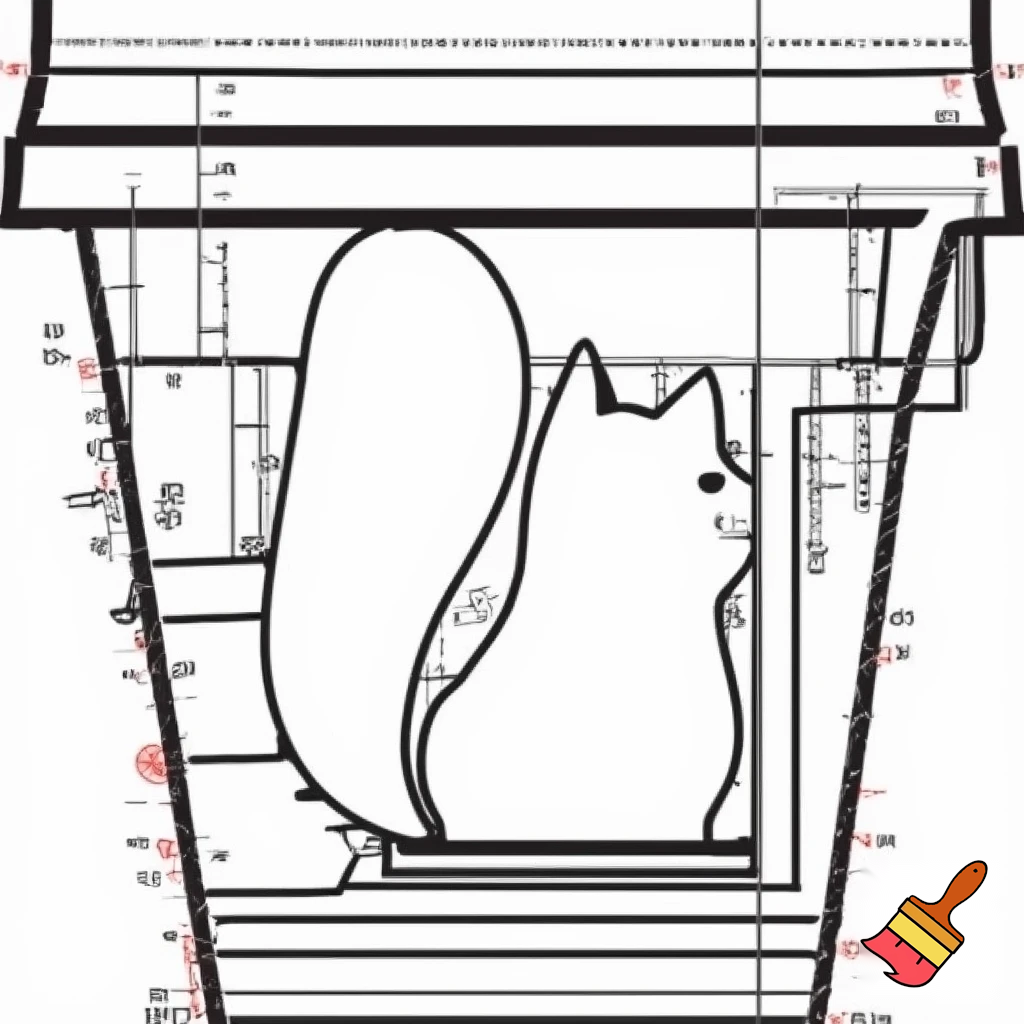 Make image a Blueprint of a cat food can machine that make dogs into cat food cans