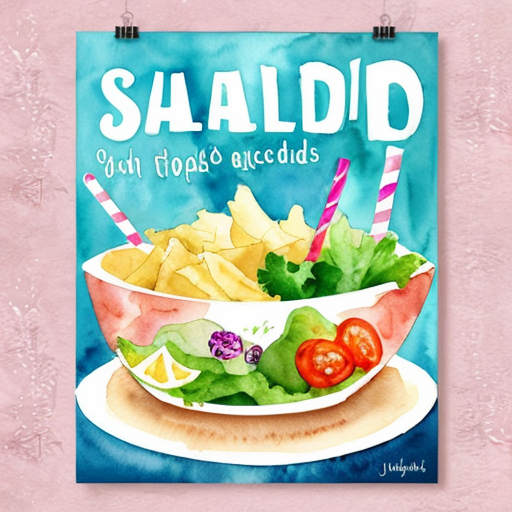 create a poster for food stall "chips-salad , lemonade" both are different food items 