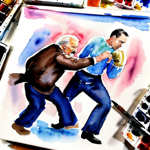 joe biden fighting the old man make it like a comic fight




