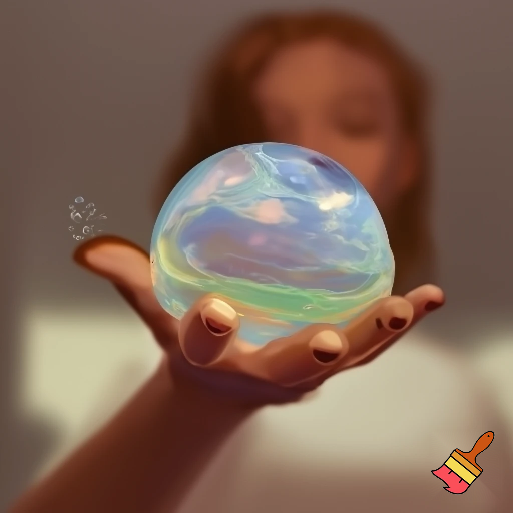 julie qui explose une balle antistress dans sa main pleins de liquide coule