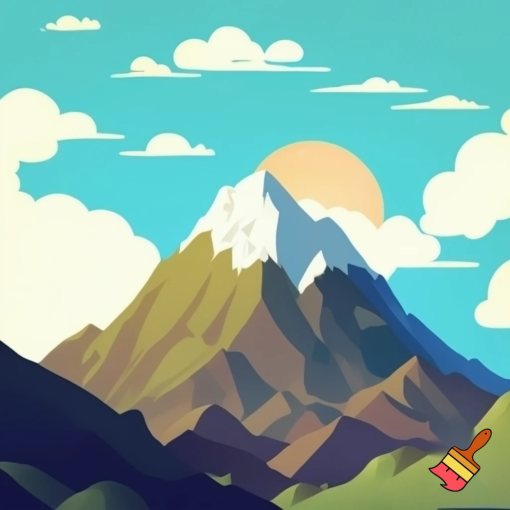 single icon of mountain in cartoon style 