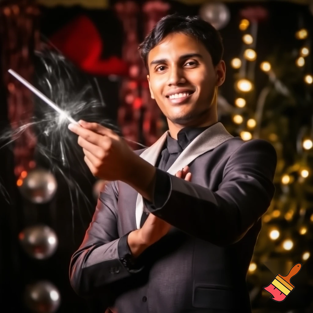 Magic magic Christmas magician an adult kid an adult kid wand magic wand