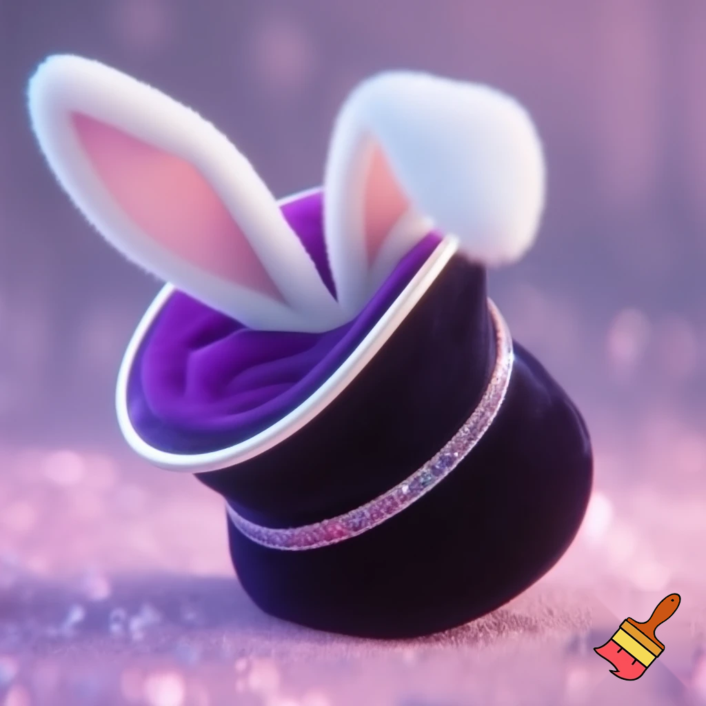 Black top hat with bunny ears velvet white and purple purple and white headband fabric and velvet glitter, purple and pink special present true special and delicate velvet white purple Easter bunny is bunny top hat velvet?