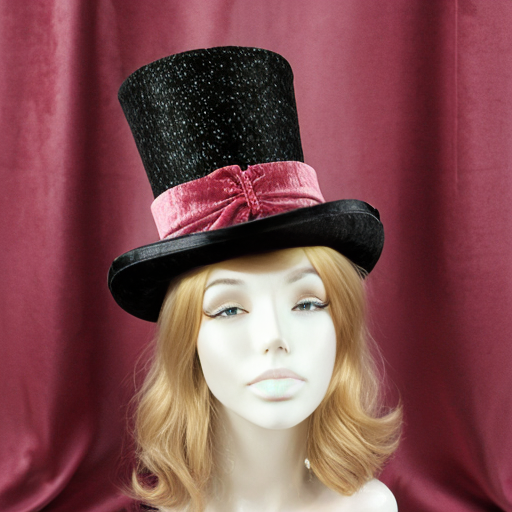 Top hat velvet and fabric sparkling golden pink
