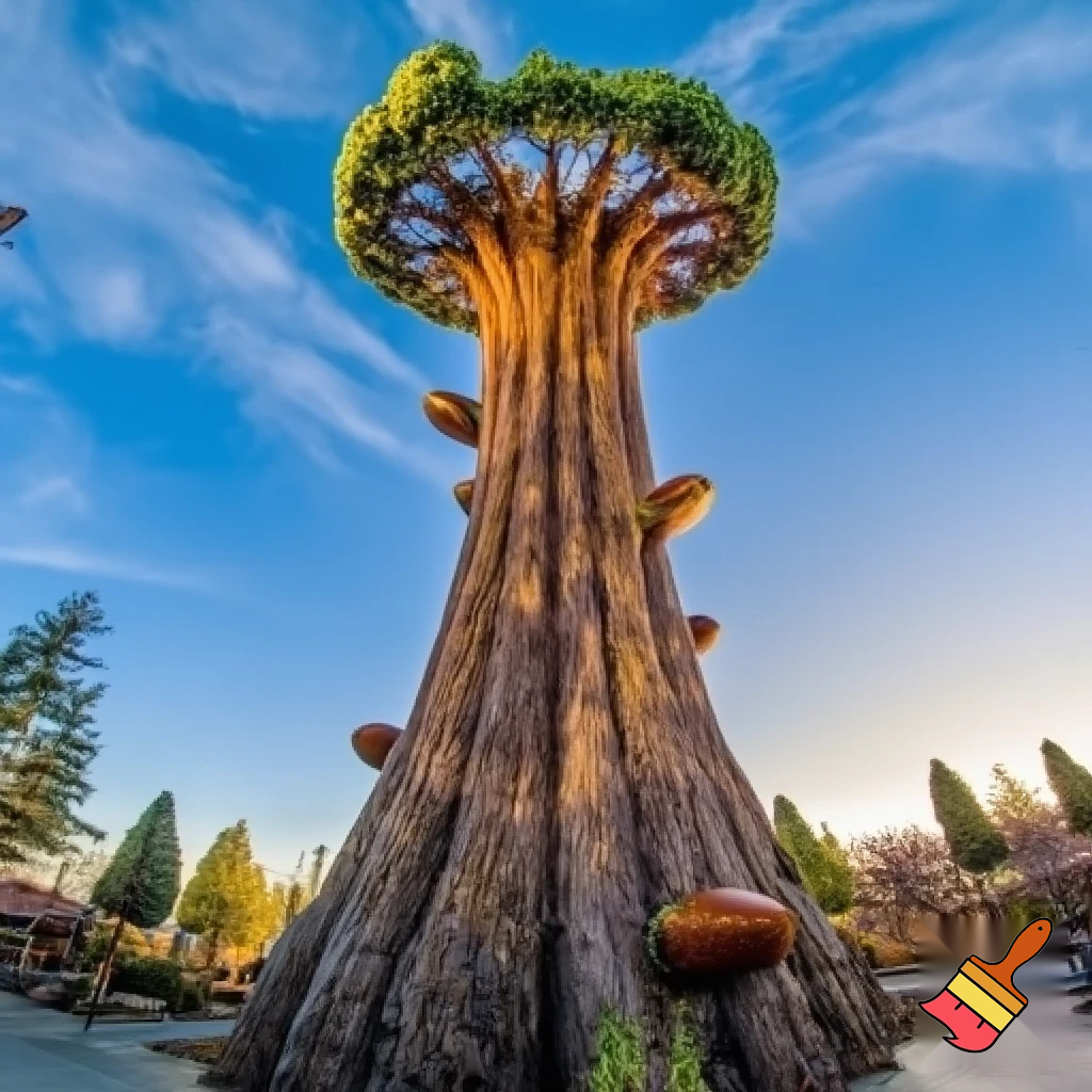 Make a drop tower ride inspired by the California redwood trees