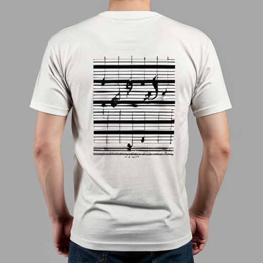 Elegant T-shirt back design, Texas silhouette created from flowing musical notes and sheet music lines, refined and artistic style. Centered inside the Texas shape are bold, easy-to-read capital letters “CCT”. Limited color palette, clean lines, vector illustration, designed for screen printing, no background.
