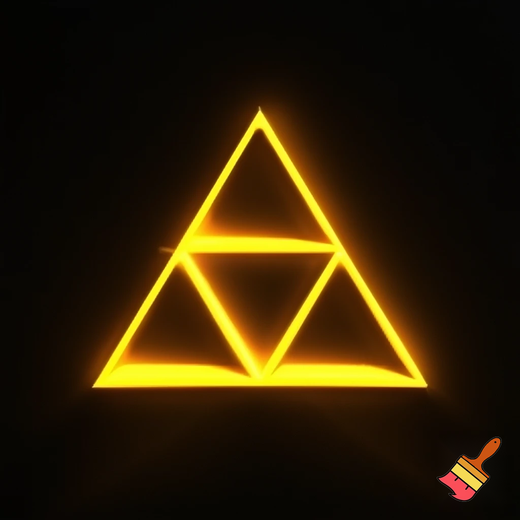 I would like the triforce from Zelda with a black backround  and the triangles being amarillo