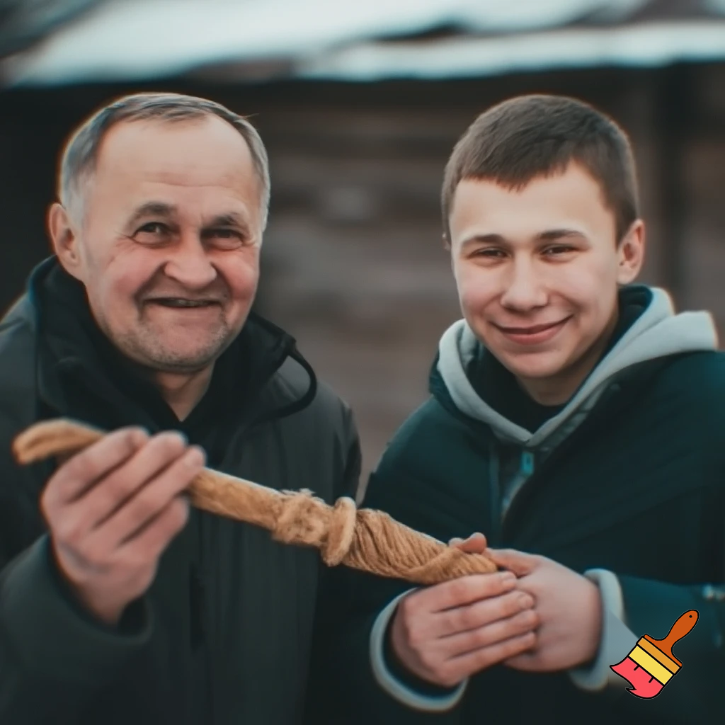 Closest Russians open stick Santa Claus Russian welcome stick